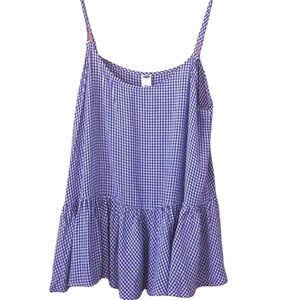 Blue gingham peplum tank